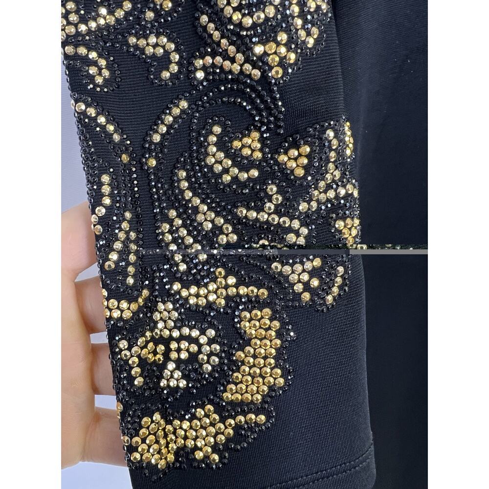 VINTAGE Just Cavalli‎ Dress Gown Black Long Sleeve Gold Embellishment Size S - Picture 4 of 16